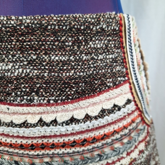 Zara Woman Tweed Embroidered Bohemian Mini Skirt Size Small Women's - Picture 11 of 14
